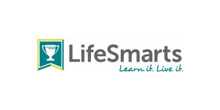 LifeSmarts logo with a white trophy icon on a teal banner next to the words “LifeSmarts” in gray and “Learn it. Live it.” in teal script, highlighting its connection to middle school leadership programs.