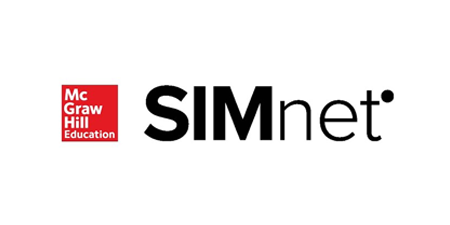 Logo featuring the red McGraw Hill Education square on the left and the word SIMnet in bold black letters on the right against a clean white background, representing innovative educational technology.