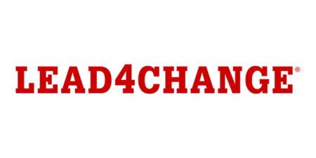The image features the text LEAD4CHANGE in bold, uppercase red letters on a white background, emphasizing leadership and positive impact.