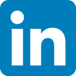 LinkedIn logo: A white lowercase in on a blue square background with rounded corners, representing a professional networking platform.