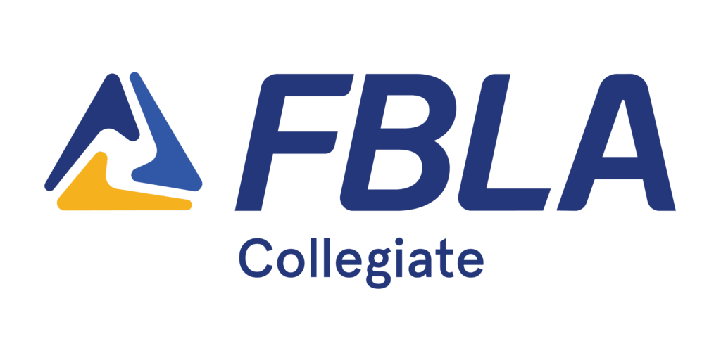 FBLA Collegiate logo with a blue and yellow abstract design on the left and the words FBLA Collegiate in blue on the right, all against a white background.